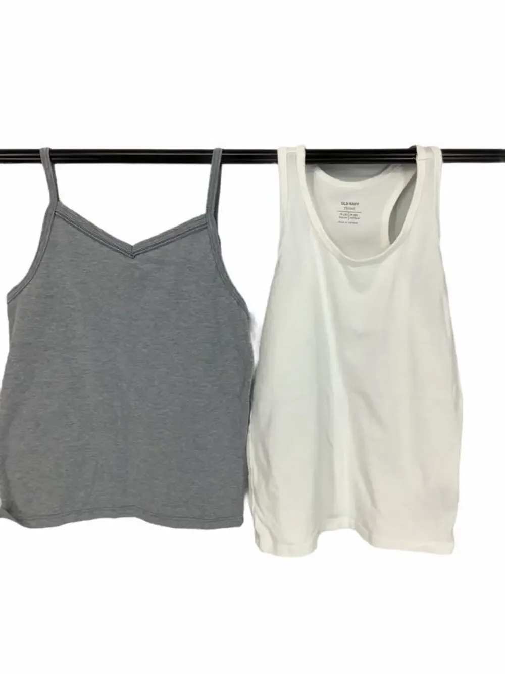 Hanes Old Navy 2 White Gray Tank Tops Medium 7/8